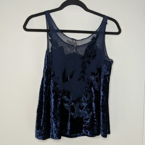 Free People Velvet/Mesh Tank Top Cami S - Picture 3 of 6